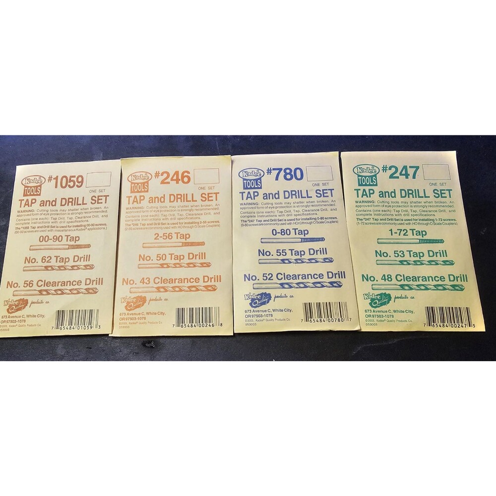 Kadee Tools Tap and Drill Set Lot of 4 #246/#247/#780/#1059